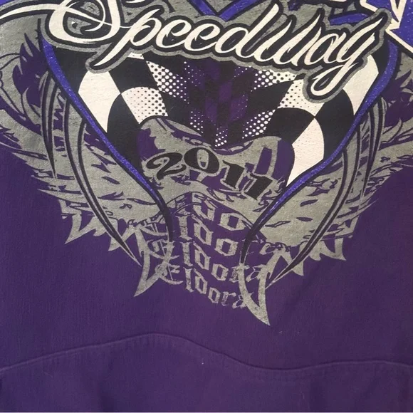 Eldora‎ Speedway Rossburg Ohio Purple Hoodie Gildan Heavy Blend 2XL - Picture 3 of 10
